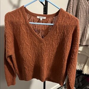 Madewell Women's V-Neck Sweater in Rust